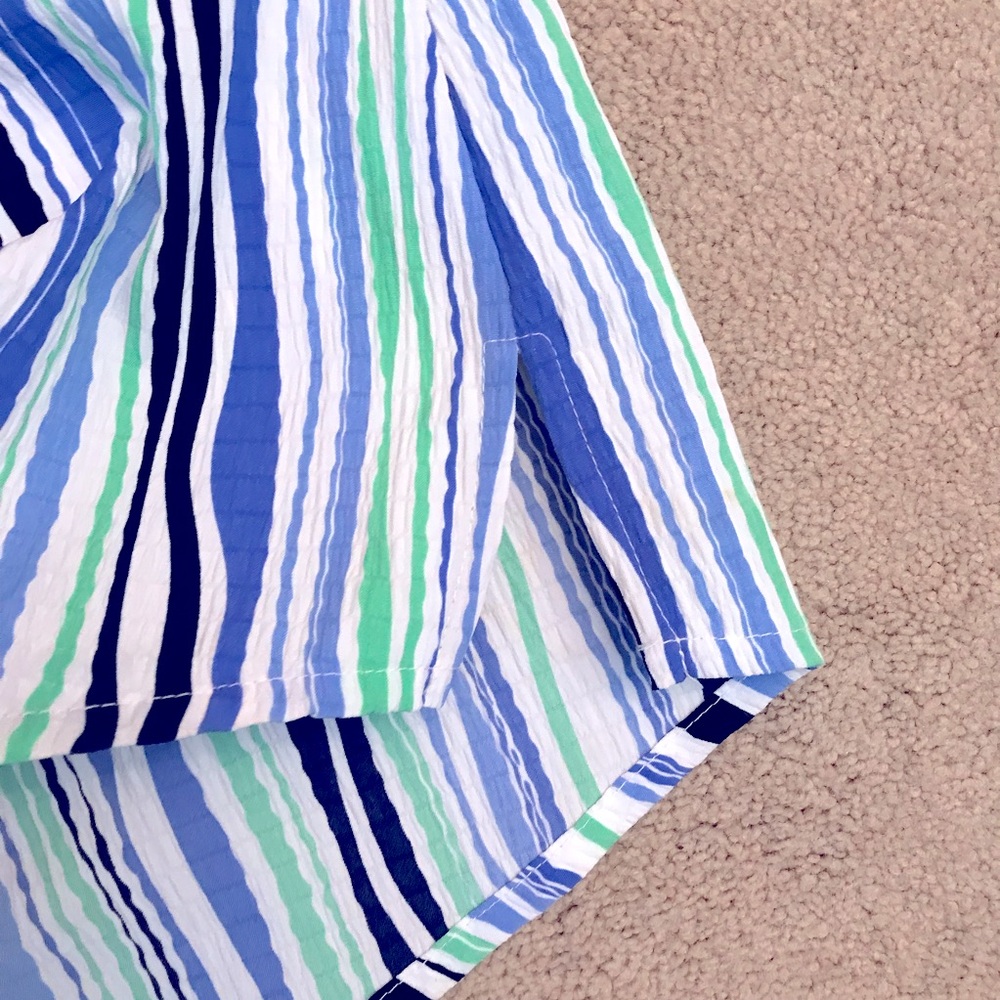Allison Daley Striped Button Down Blouse Size 16W Blue Green Office School - Picture 8 of 9